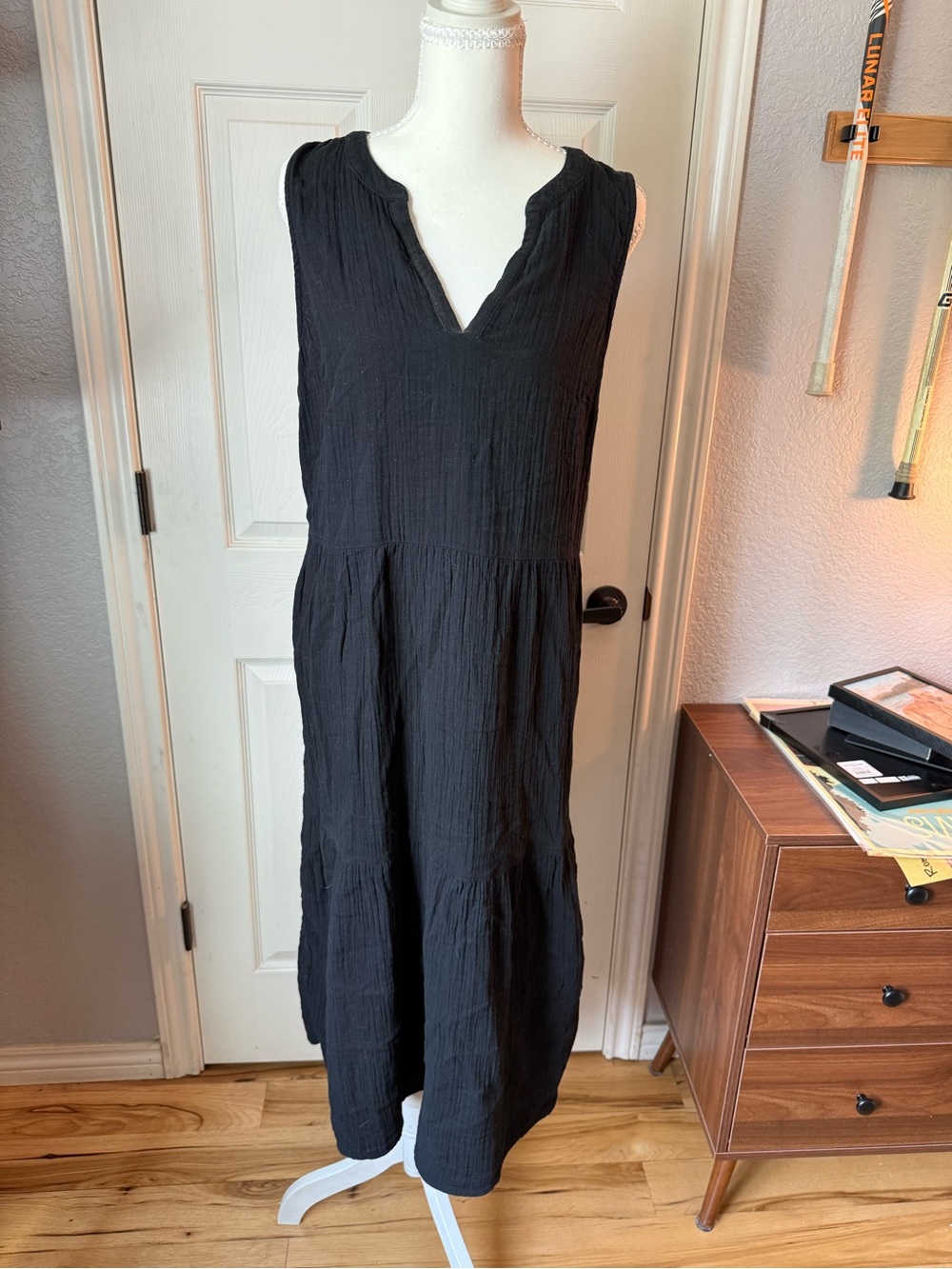 LOFT Black Sleeveless V-Neck Maxi Dress